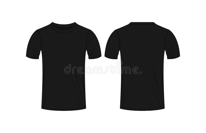 Front and Back View Black T-shirt Template Design Vector Stock Vector ...