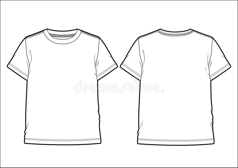 Front and Back View of a Men`s T-shirt Stock Vector - Illustration of ...