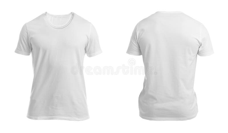 Front and Back Views of Little Boy in Blank T-shirt Stock Photo - Image ...