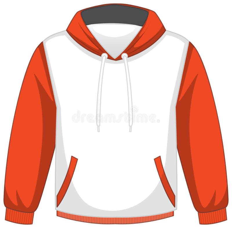 Front of Basic White and Orange Hoodie Isolated Stock Vector ...