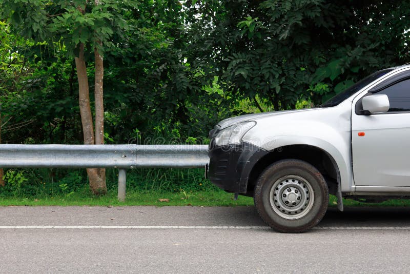 Front of Car Damaged by Accident on the Road Stock Image Image of