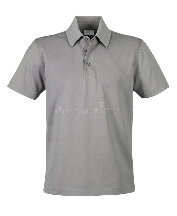 Blank Template Mens Grey Polo Shirt Long Sleeve, Front and Back View