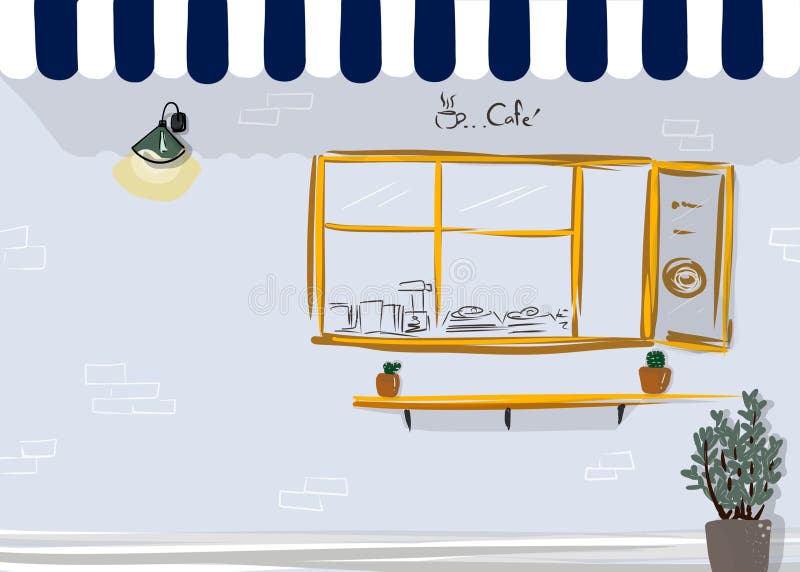 Front der Kaffeestubeillustration lizenzfreie abbildung Front der Kaffeestubeillustration lizenzfreie abbildung