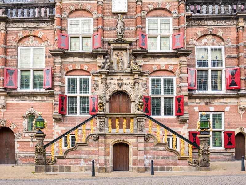 Front detail of town hall in Bolsward, Friesland, Netherlands