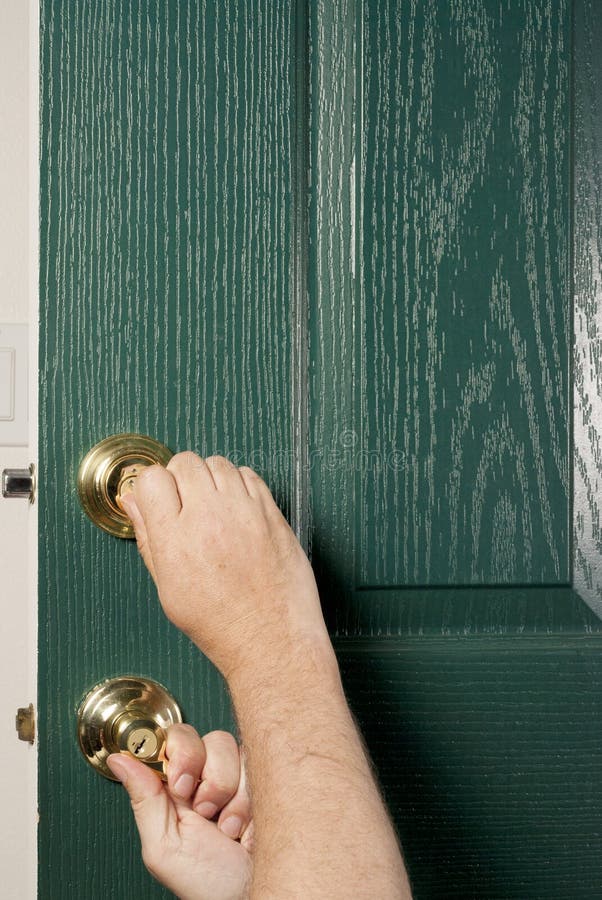 Front Door Locks Painted Green Stock Image Image of demonstration
