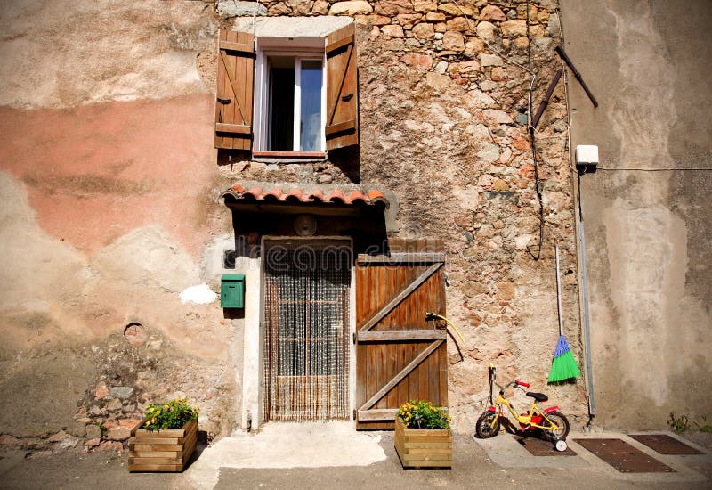 Front door of a mediterranean village house