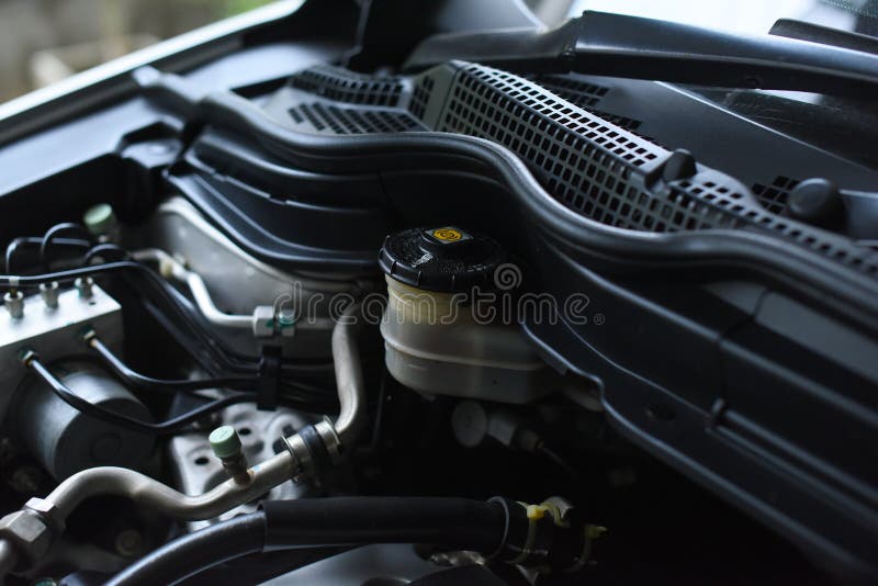 Front Engine Brake Oil Filling Point Brake Fluid Plug Stock Image