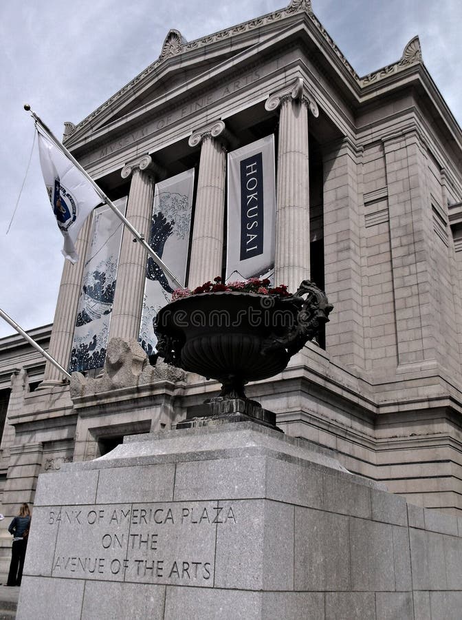 Front Entry of the Boston Museum of Fine Art Editorial Stock Photo