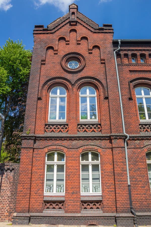 Front Facade of a Historic Red Brick House in Essen Stock Image Image