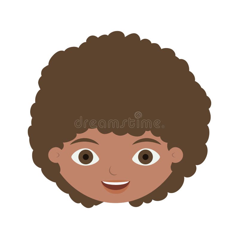 Front face child with curly hair royalty free illustration