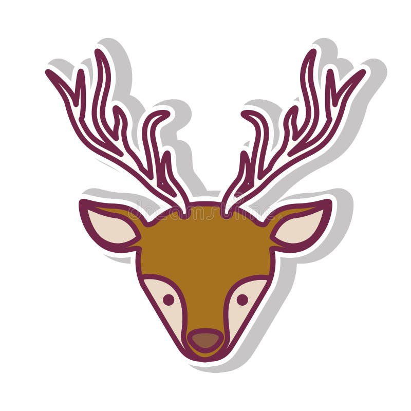 Front face christmas reindeer with shadow royalty free illustration