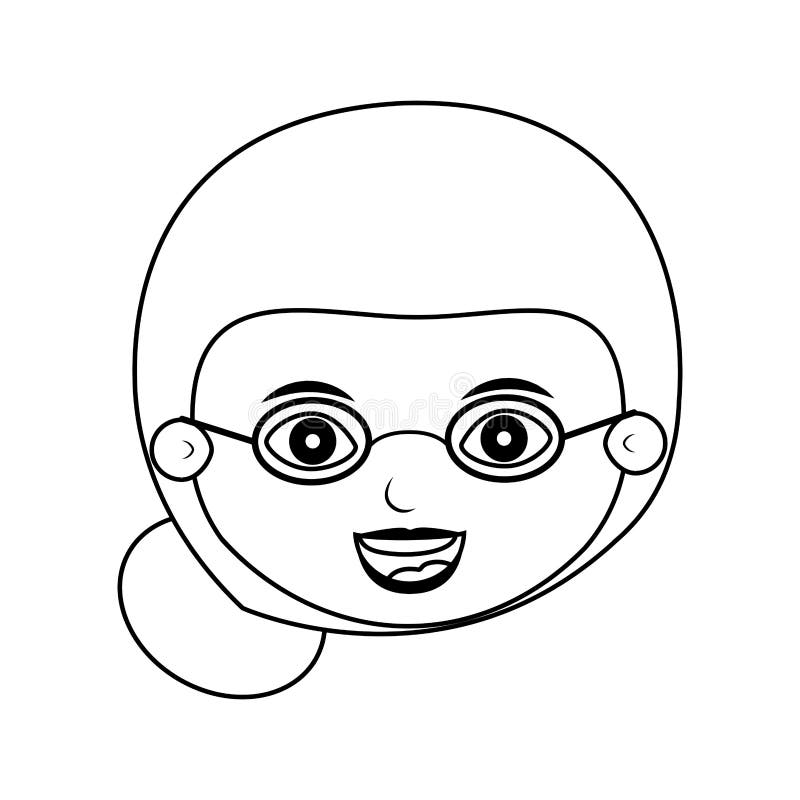 Front face elderly woman silhouette vector illustration