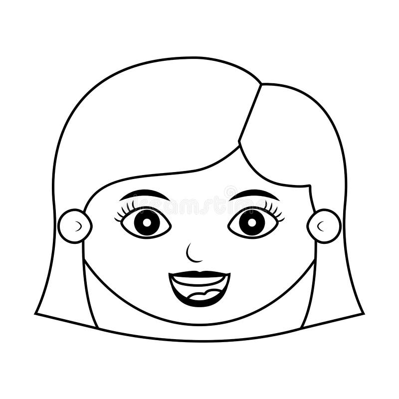 Front Face Girl Smiling Silhouette with Hairstyle Stock Vector ...