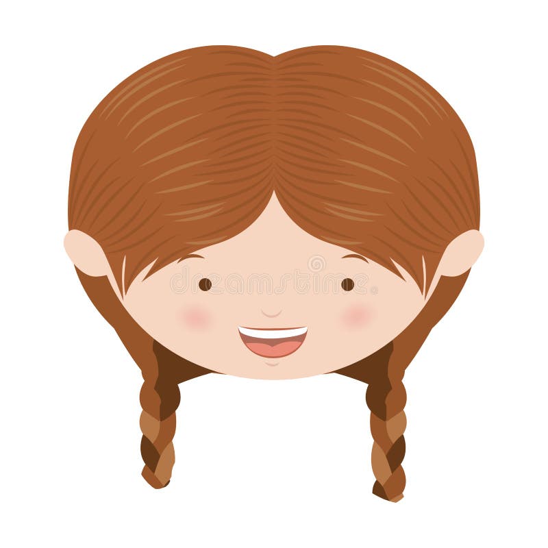 Front face pretty girl with braids vector illustration
