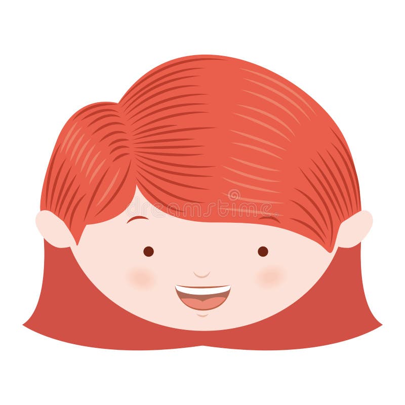 Front face red hair girl vector illustration