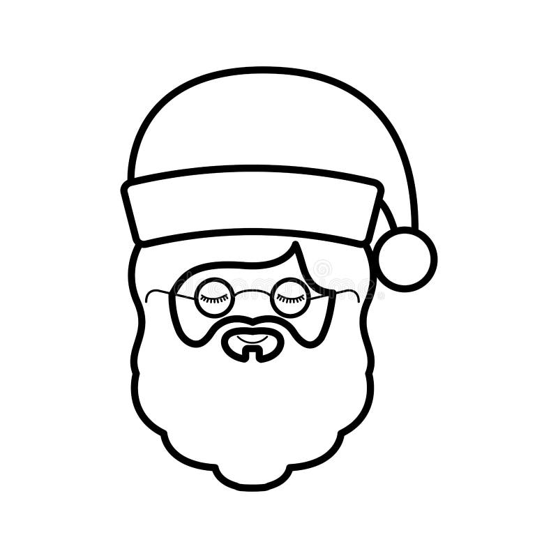 Front face silhouette santa claus with christmas hat. 