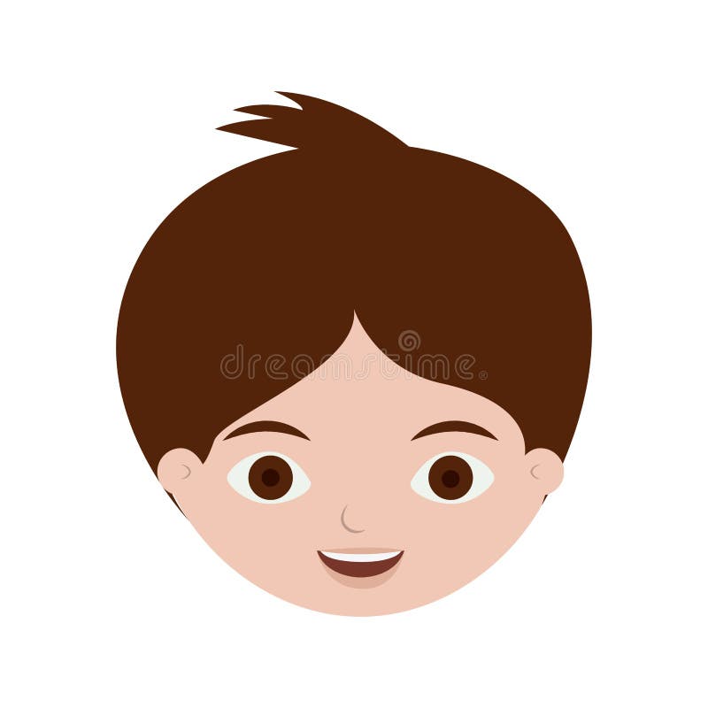 Front face young boy with brown hair stock illustration