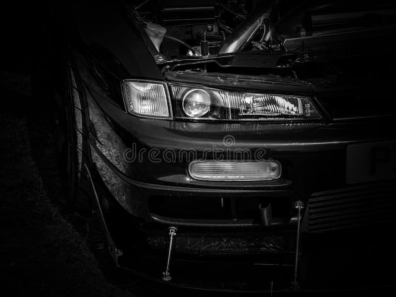 The front headlight of a Japanese sports car royalty free stock image The front headlight of a Japanese sports car royalty free stock image