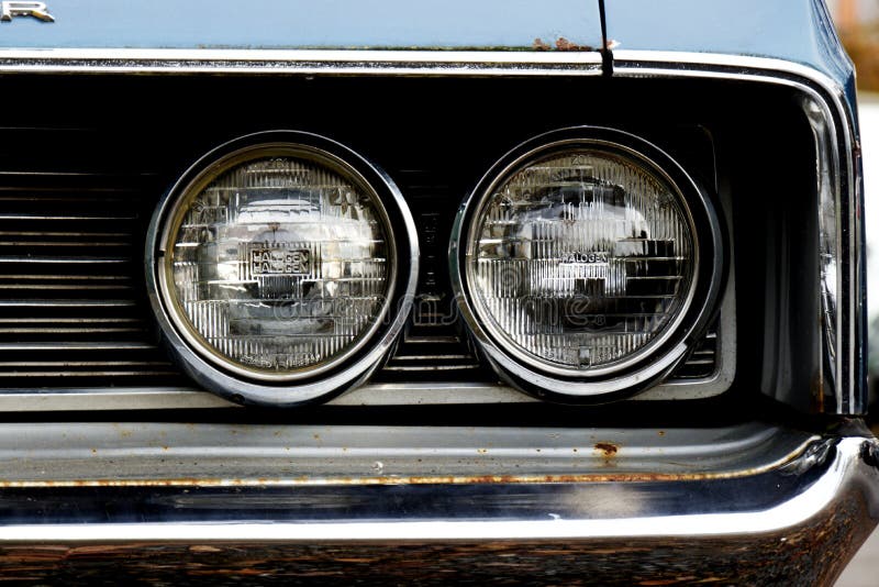 Front Headlights from an Vintage Car Stock Photo Image of close