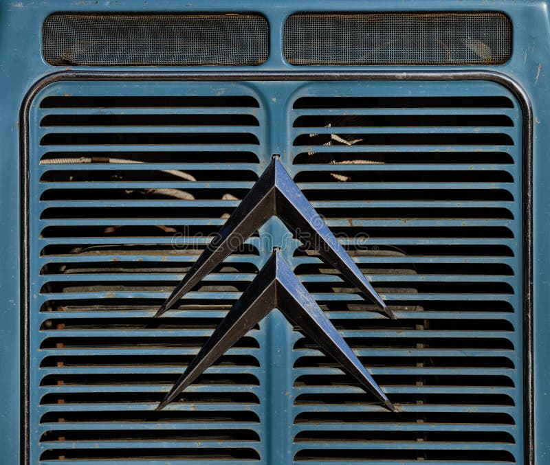 Front Mask and Emblem of an Old Citroen Veteran Car Editorial Stock