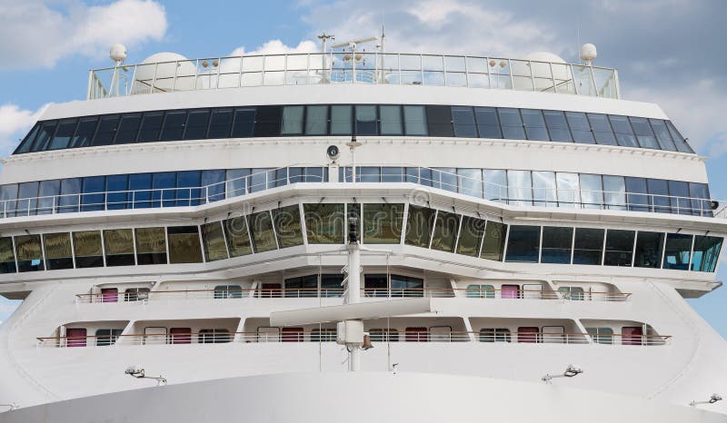 Front of Massive White Luxury Cruise Ship