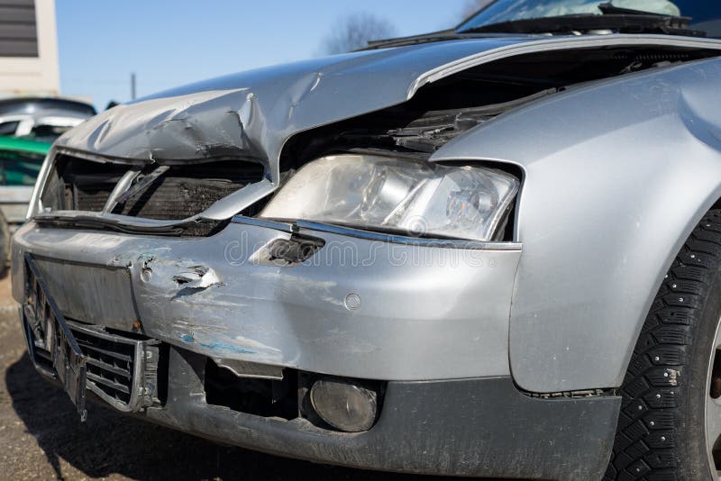 Front Part of a Crashed Car Wreck Stock Image Image of repair
