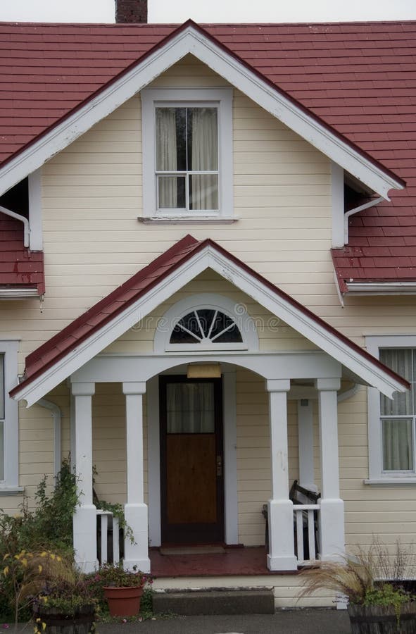 Front Porch and Entry of Craftsmanstyle Home Stock Image Image of