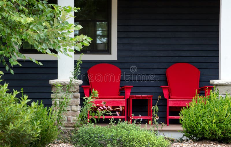Red Chairs on a Front Porch Stock Photo Image of stilllife, home