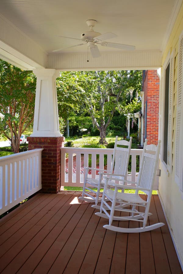Front Porch of Yellow House Stock Photo Image of back, chair 38008470