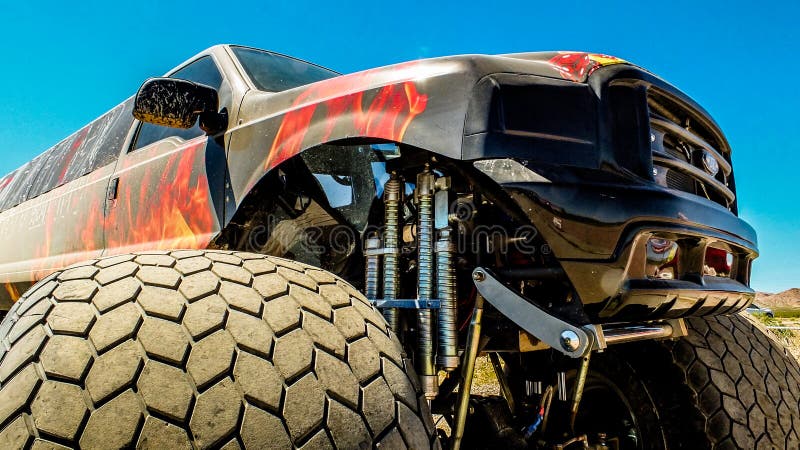 Front Quarter Of A Stretched Monster Truck Stock Image Image Of Suspension American 74542129