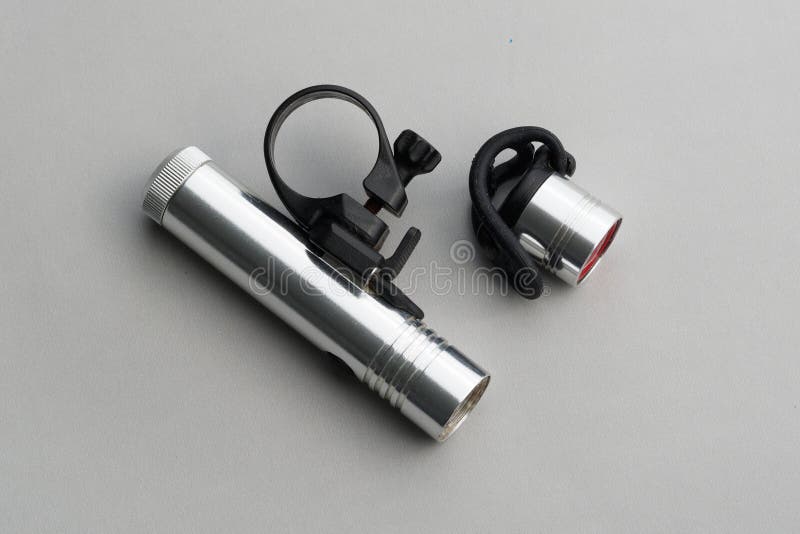 Front and Rear Bicycle Lights. Stock Image Image of flashlight, flash 174120179