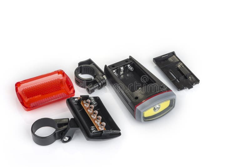 Front and Rear Led Bicycle Lights on a White Stock Photo Image of back, rear 199968800