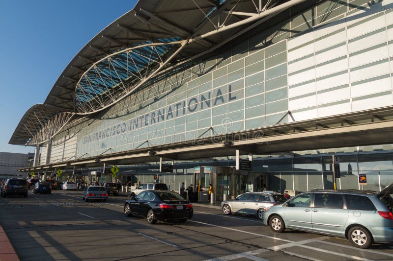 Front of San Francisco International Airport departure terminal, California stock photos Front of San Francisco International Airport departure terminal, California stock photos