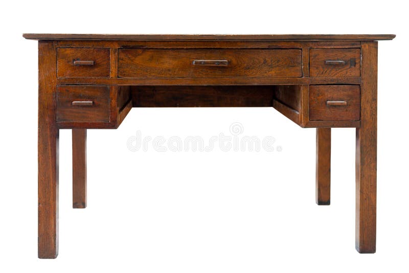 Old Vintage Brown Work Desk Wooden Table Stock Photo Image Of