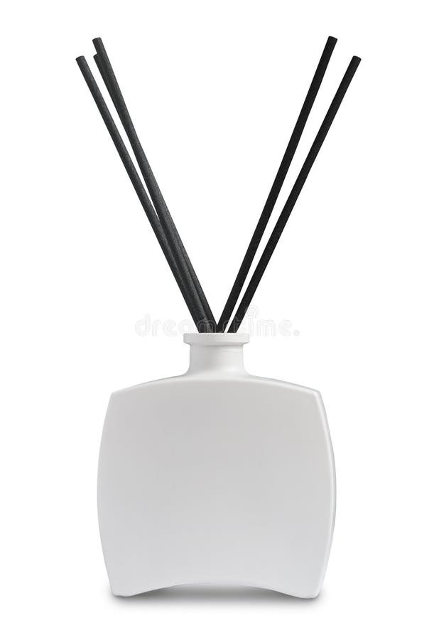 Front view of aromatic reed diffuser bottle royalty free stock photo