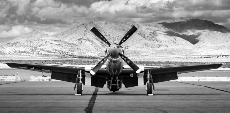 Front View av ett flygplan för mustang P-51