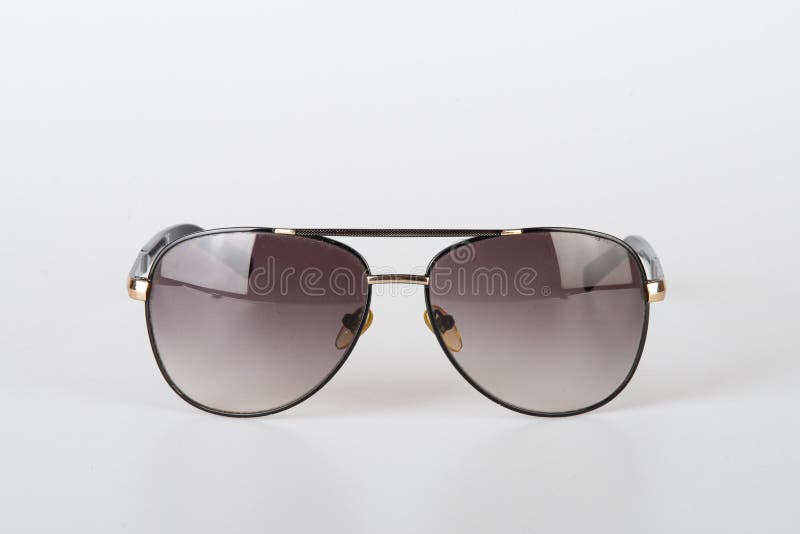 Brown and Gold Aviator Sunglasses Front View stock image