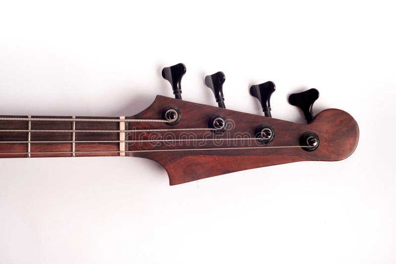 Front view of bass guitar headstock stock image