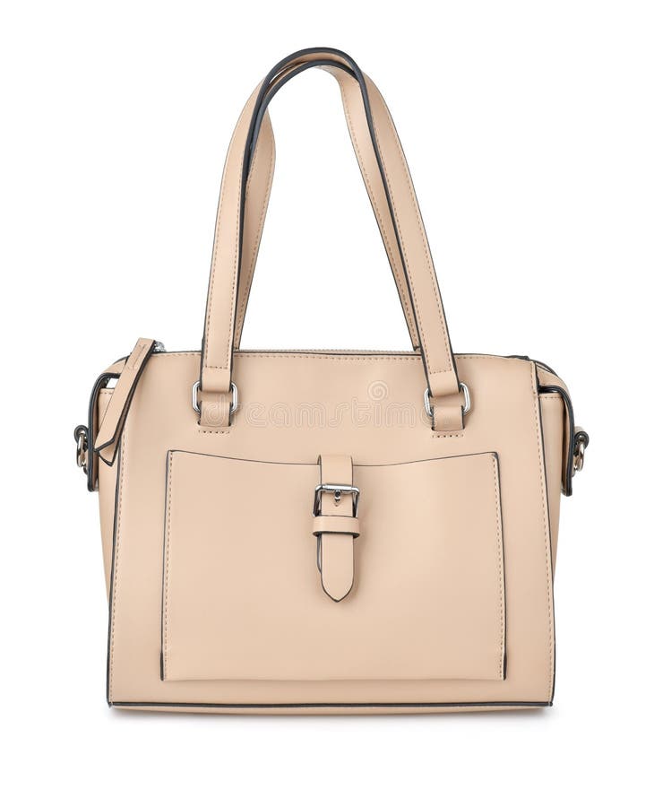 Front View of Beige Leather Handbag Stock Image Image of luxury