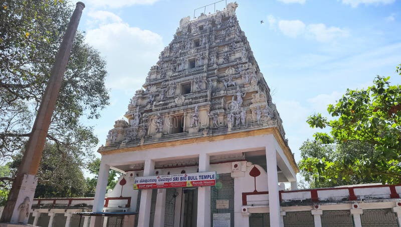 Front View of Big Bull Temple, temple was built in 1537 by Kempe Gowda under Vijayanagar empire, Bangalore