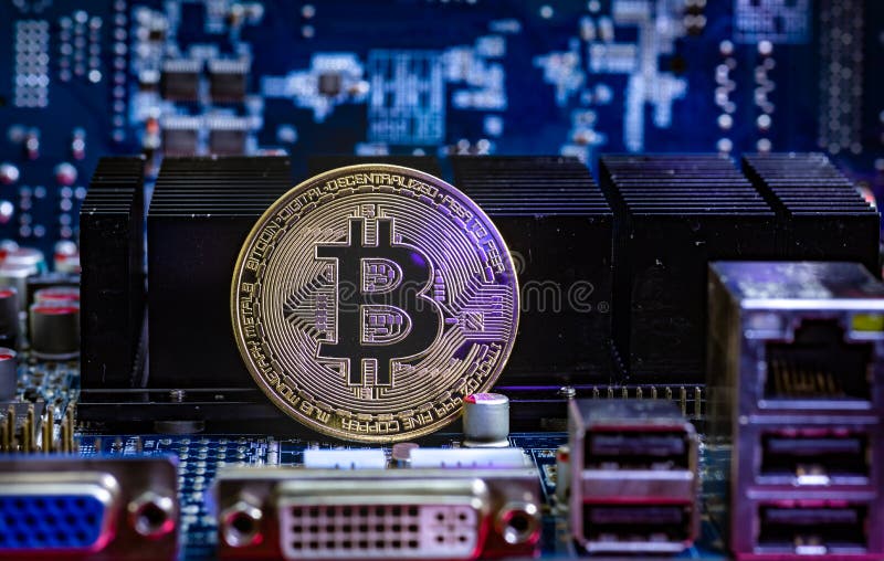 Bitcoin Gold Coin And Video Chip. Crypto Currency Stock ...