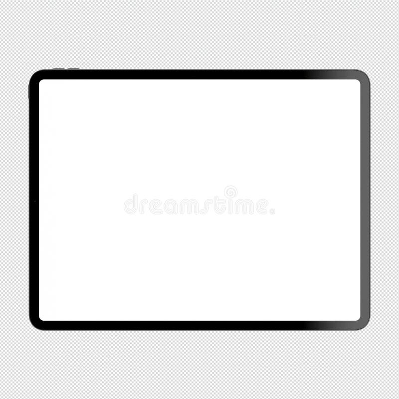 Front view of black tablet PC without background. PNG included royalty free illustration