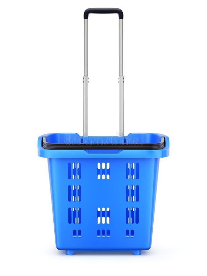 Front view blue rolling basket stock illustration