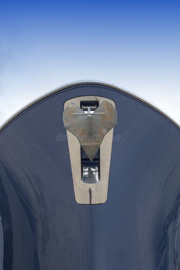 Front view, bow, of luxury yacht stock photo