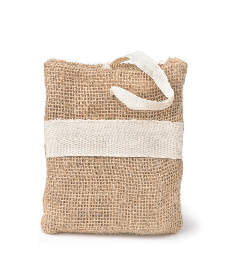 Front View of Burlap Canvas Gift Bag Stock Image Image of present