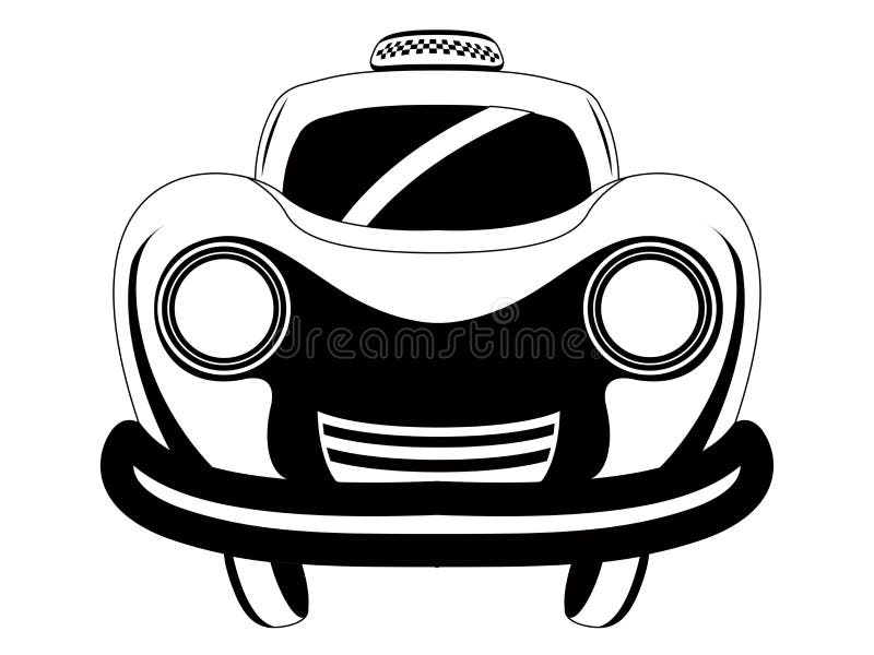 Front View of a Cartoon Taxi Cab Stock Vector - Illustration of trip,  automobile: 141511939