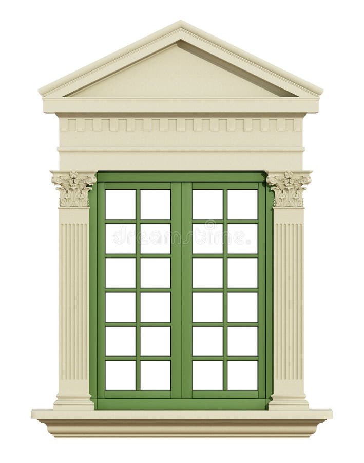 Front view of a classic window stock illustration