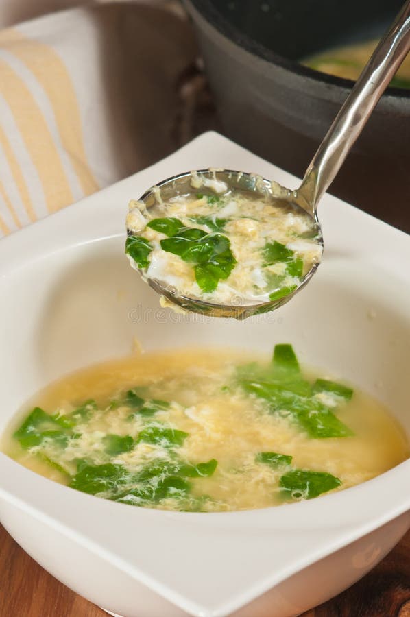 Scrambled Egg Soup With Spinach Stock Image - Image of ...