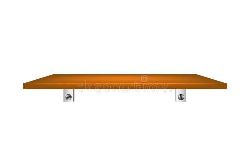 Front view of empty wooden shelf stock illustration