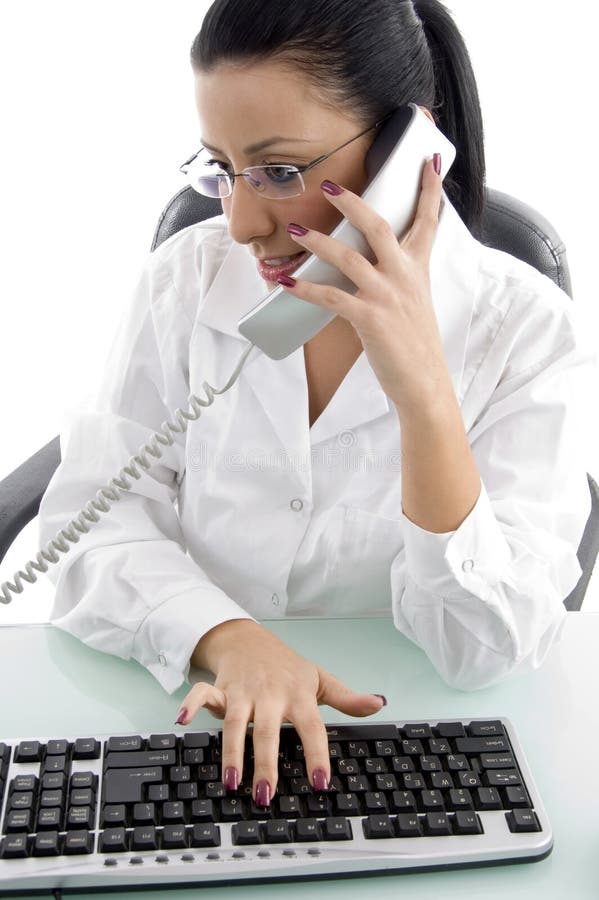 Front view of female doctor doing work